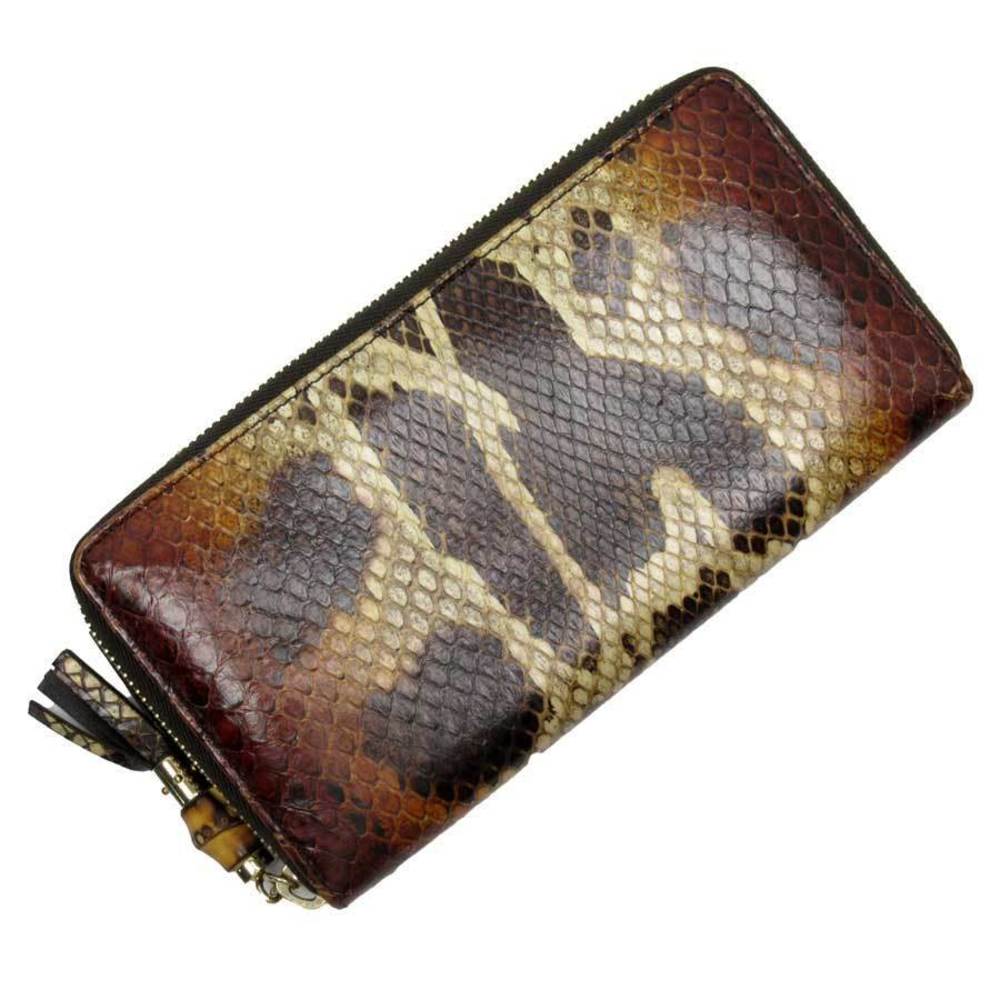 Gucci Python Bamboo Long Wallet Brown White - image 4